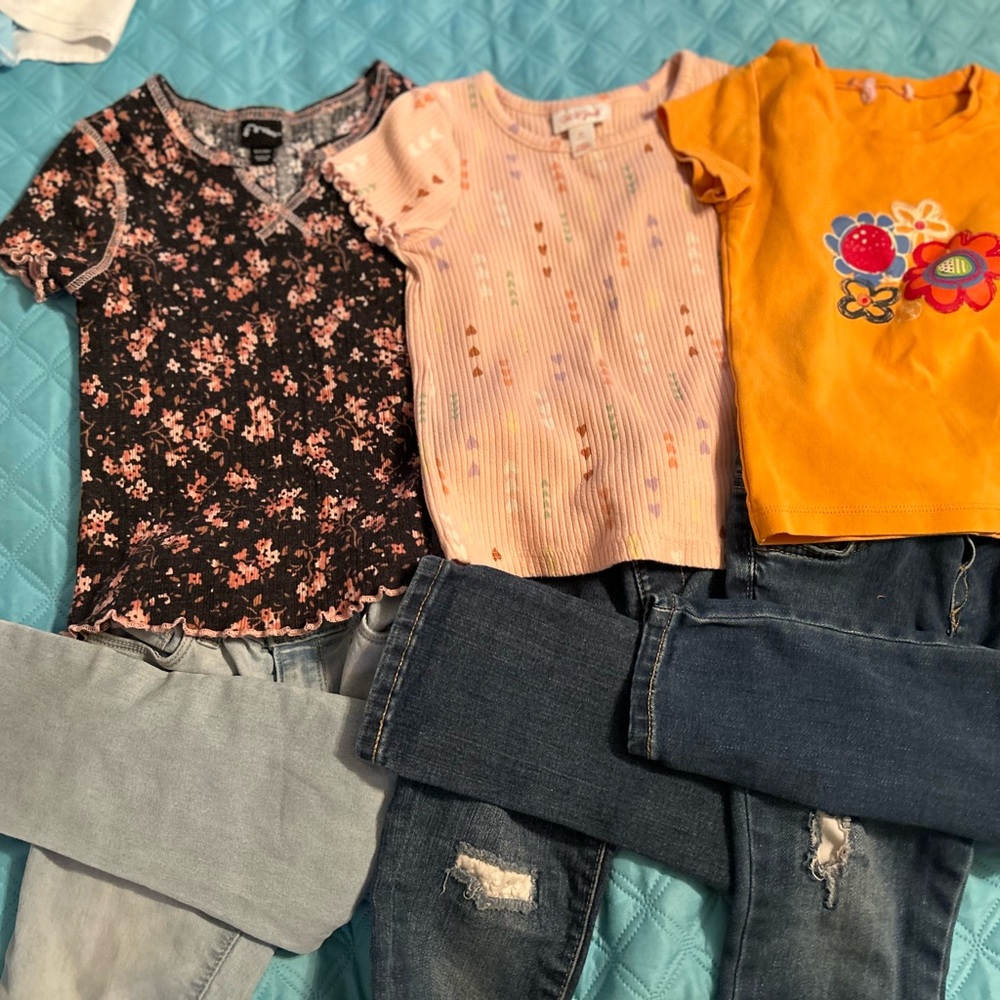 Black and Orange Matching Set Short Sleeve Tees Plus Other Sets